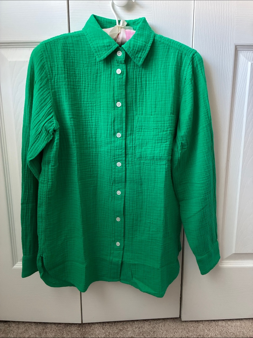 NWT J. Crew Bright Green Textured Button-Down Shirt